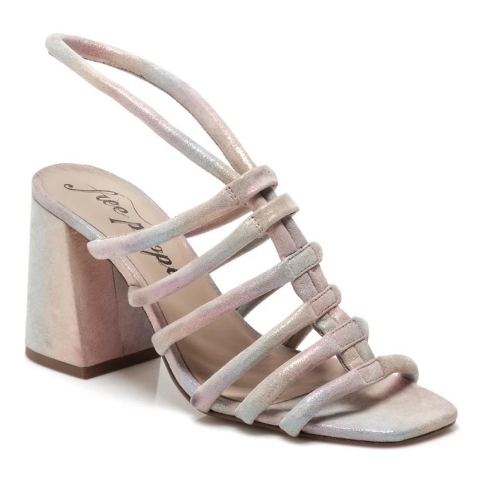 NEW! Free People Rainbow Metallic Colette Cinched Heel Sandals - Size 39.5 🚀